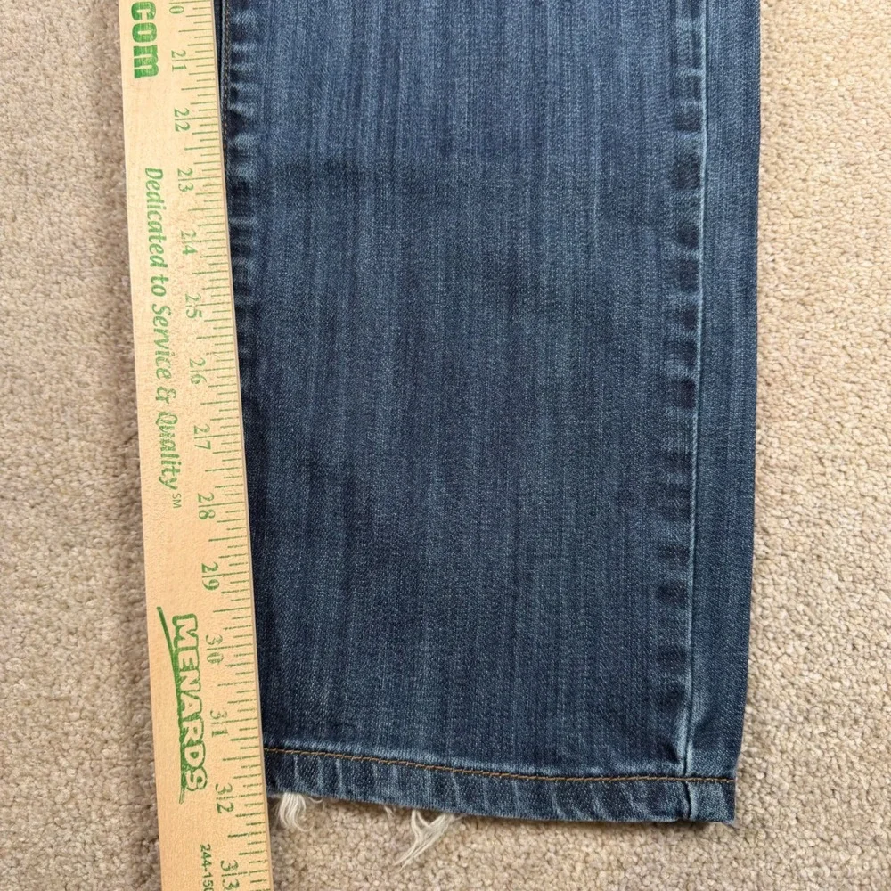 Lucky Brand 221 Original Straight Jeans Mens 34x32 Blue Distressed‎ Worn Hems